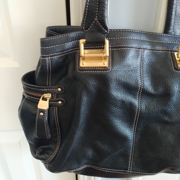 B Makowsky Black Pebble Leather Satchel Shoulder Bag - Picture 3 of 14